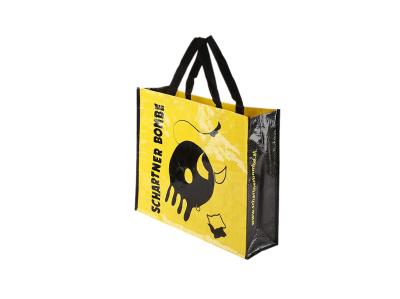 Sacos tecidos PP reusáveis, polipropileno preto amarelo de empacotamento dos sacos da tela