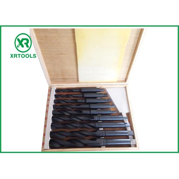Roll Forged / Milled HSS Taper Shank Drill Bit Set With Wooden Box DIN 345