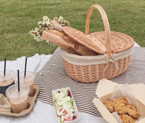 Handmade Natural Willow Wicker Picnic Basket Cheap Lunch Bags Hot sale products Outdoor Lunch Basket