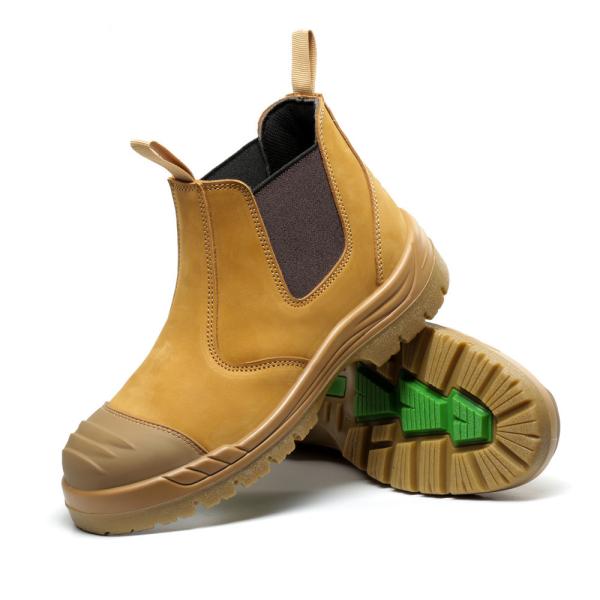 Steel Tip Chelsea Safety Shoes Brown Cow Split Leather Shoes For Men