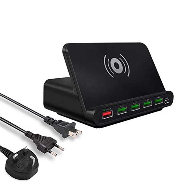 60W Qi Wireless Charger 7 In 1 Quick 3.0 Fast Charge Holder For Phone Tablet