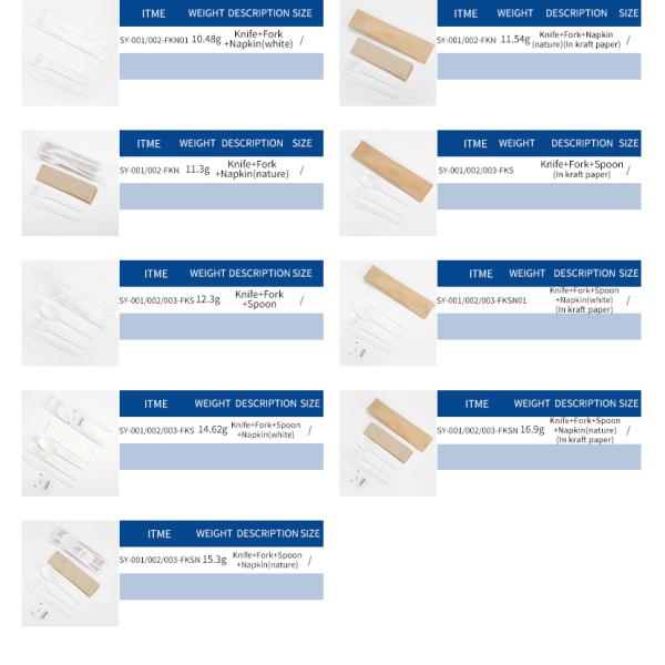 Food Grade Lightweight Disposable Wrapped Biodegradable Cutlery Knife