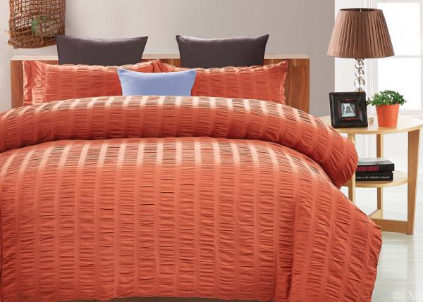 Orange Blue White Ruffle Duvet Cover Queen 4 Pcs Comfortable Machine Wash