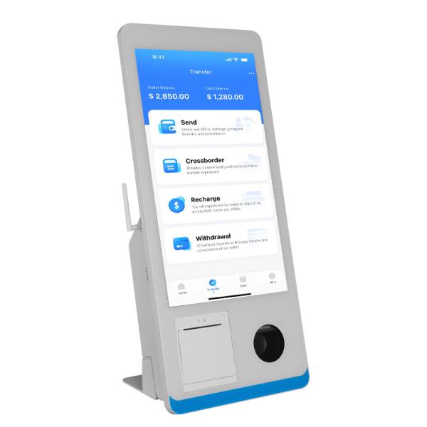 Restaurant Self-service Ordering Counter Kiosk Win 8+128GB Self-service Payment Kiosk with Printer Nfc QR Code Scanner