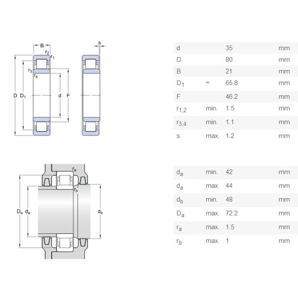 NU 307 ECJ Cyl Roller Bearing / Double Sealed Stainless Steel Roller Bearings