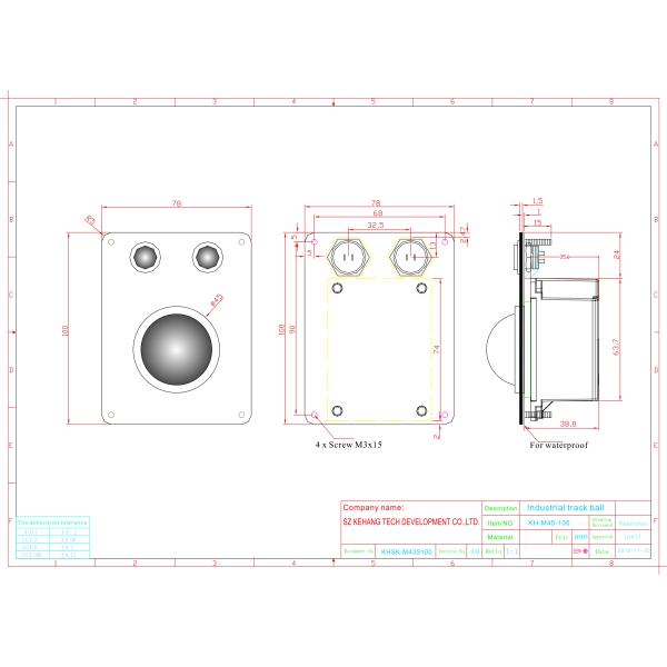 Водоустойчивой установленная панелью промышленная нержавеющая сталь шарика мыши В/38мм трекбола