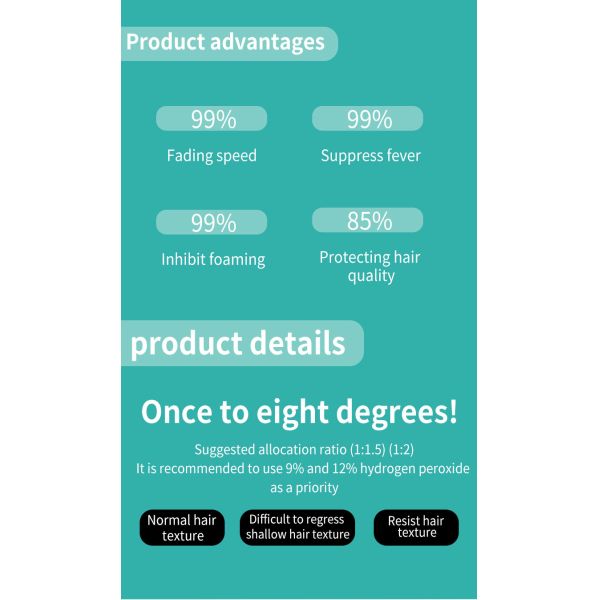 Produits de décoloration capillaire professionnels pour salon, éclaircissant sans ammoniaque pour cheveux foncés