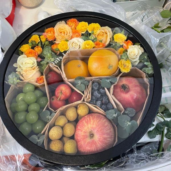 Ручной сделанный круглый золотой штампованный фруктовый цветочный ящик с прозрачным окном Другие Тип ящика