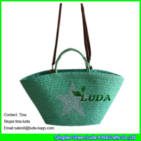LUDA white star painted wheat braided straw beach summer handbags