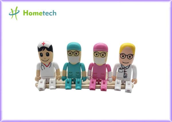 Mini desenhos animados pendrive da enfermeira do doutor das movimentações 64gb de USB do caráter do presente