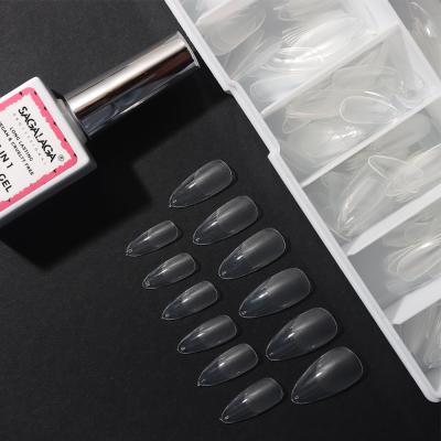 MSDS Certifié gels de pointeurs d'ongles amande forme moyenne 500 pcs pré-forme couverture complète gels doux clairs gels de pointeurs d'ongles extensions style français