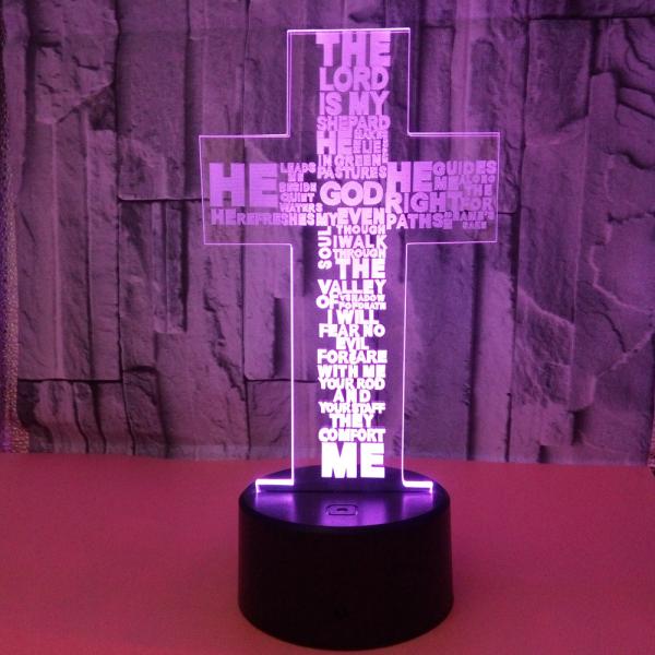 Custom religion sign words picture Cross Christian 3D night Lights LED Vision USB lamp