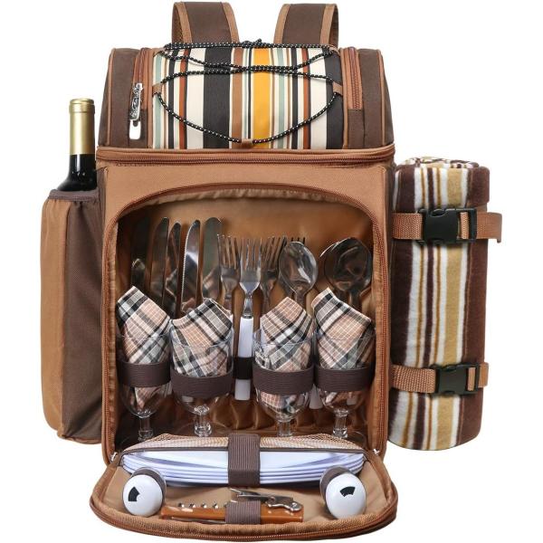 Хап Тим пикник рюкзак-охладитель для четырех человек с изоляционным герметичной сумкой, винной стойкой, одеялом,