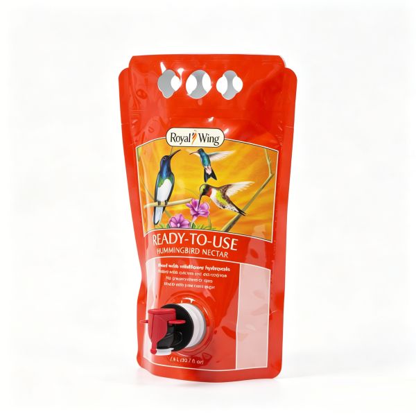 1.5L Ready-to-Use Hummingbird Nectar Pouch with Tap & Handle - Leak-Proof Stand-Up Bag for Bird Feeders