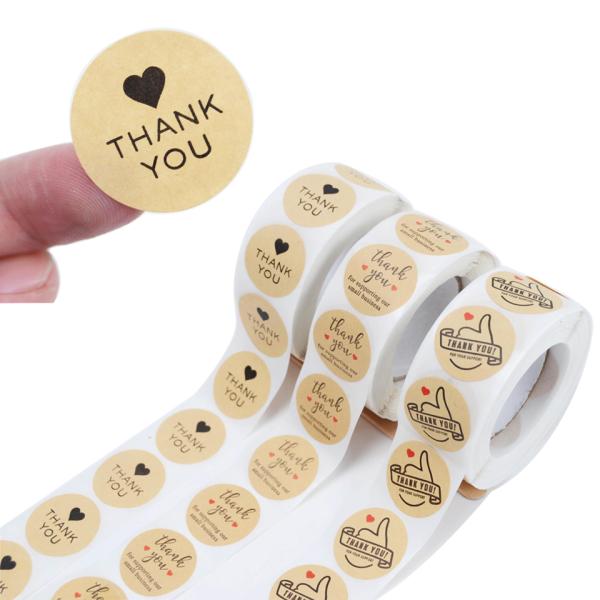 CMYK Color Paper Self Adhesive Sticker Label Custom Round Thank You Sticker