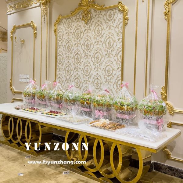 Modern Stainless Steel Dining Table Living Room Hotel Furniture Wedding Events Outdoor Parties Hotels Halls-Factory Direct Sale