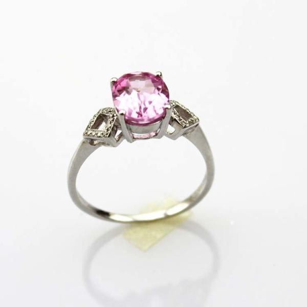 Fashion 925 Silver 7mmx9mm Oval Garnet Ring with  Cubic Zirconia(R257)