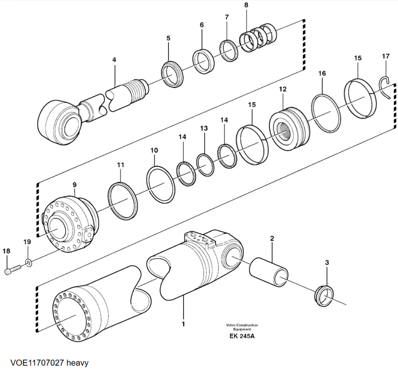 V-O-L-V-O Wheel Loader L220D L220E L220F Tilt Cylinder Repair Seal Kit VOE11707027