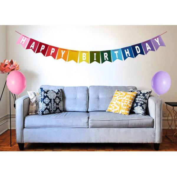 Assembled Rainbow 3mm Felt Holiday Decorations Happy Birthday Banner