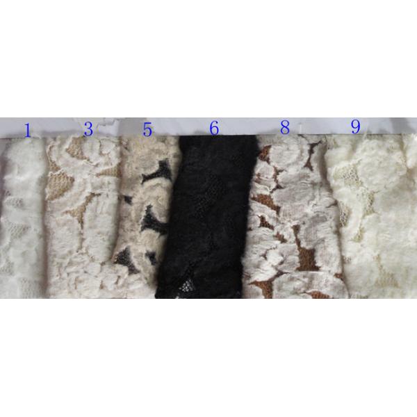 Fashion Brushed White Lace Fabric Flower Shape , Stretchable 135cm Width CY-LQ0042