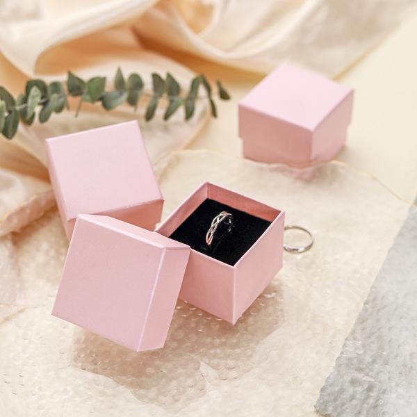 Ring Pink Jewelry Packaging Rigid Box Paper Bracelet Table 10*10*3.5cm 500 Pcs