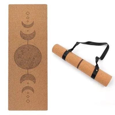 Eco Friendly Cork Alignment Yoga Mat and Block Set Custom Print Rubber Large Thick for Working Out Stretching
