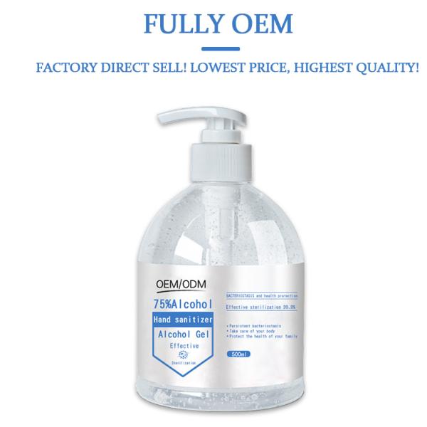 75% Alcohol Waterless Hand Sanitizer Antibacterial Hand Gel Custom