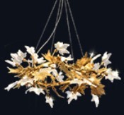 Люстра стеклянного кленового листа искусства тела меди H65 привесная освещает современное ISO9001