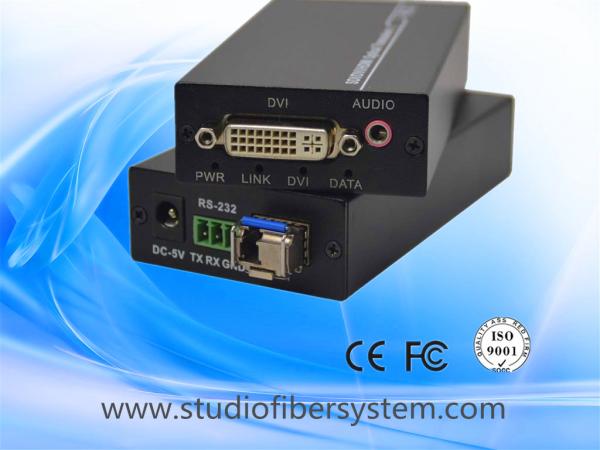 1Port compact 1080p DVI fiber optic extender with 3.5mm stereo audio over 1 sm fiber up to 80km
