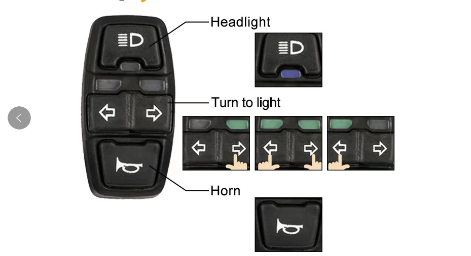 3-in-1 Electric Bike Light Switch 36V 48V with Horn Headlight Steering Electric Bicycle Parts