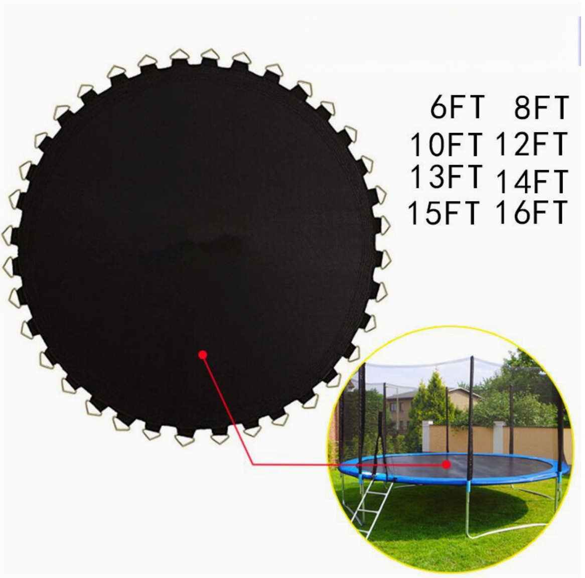 12FT Durable Outdoor Trampoline - Reinforced Springs & Safety Enclosure for Family Use