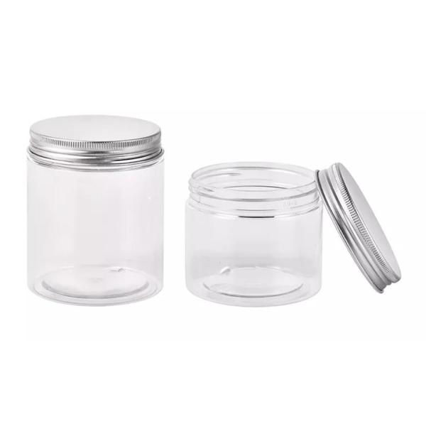 Food Grade Wide Mouth Cosmetic PET Plastic Jars 80ml With Aluminum Silver Lid