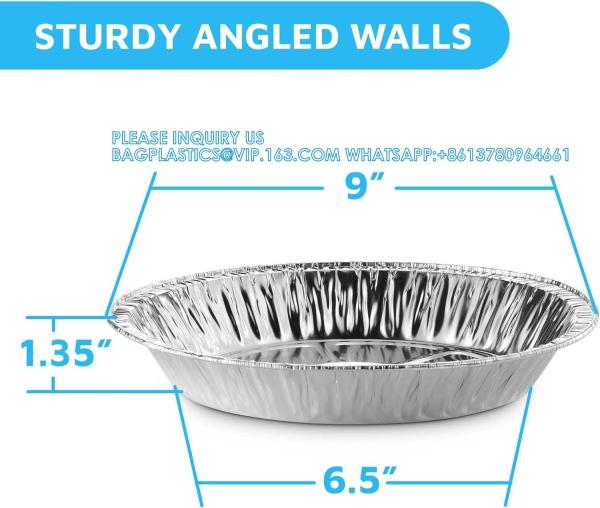 9” Aluminum Foil Pie Pans | Round Disposable Containers Angled Walls Tart Baking, Storing, Serving & Reheating