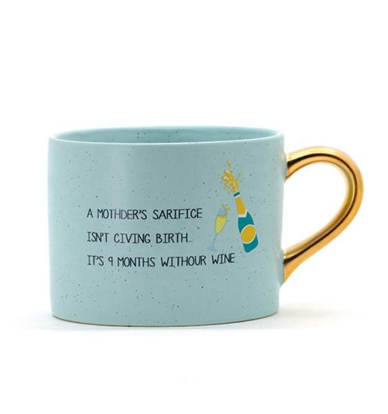 Taça Branca Manopla de Ouro Mochila de Mãe Taça de Cerâmica Taça de Café Para o Dia das Mães Taça Fazer Chá