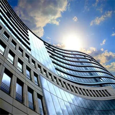Tempered Glass Curtain Wall System Energy Saving Curved Glass Exterior Wall Thermal Insulation Curtain Wall Building Dew Prevention