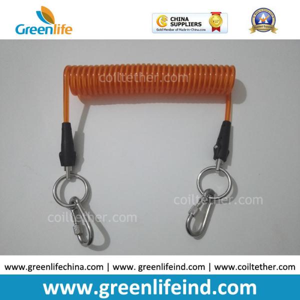 Transparent Yellow Color Strong Coiled Cable Tool Lanyard w/Split Ring 2pcs