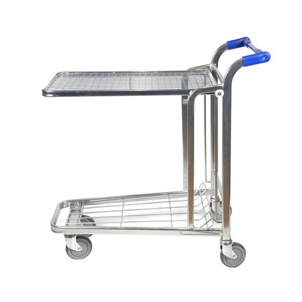Steel Flatbed Double Deck Trolley 200kg Bearing Warehouse Trolley Cart