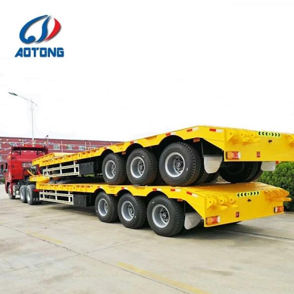 Caminhão Trailers Excavator Transporting Gooseneck Lowbed 3 axles 60ton Low Bed Trailers com escada