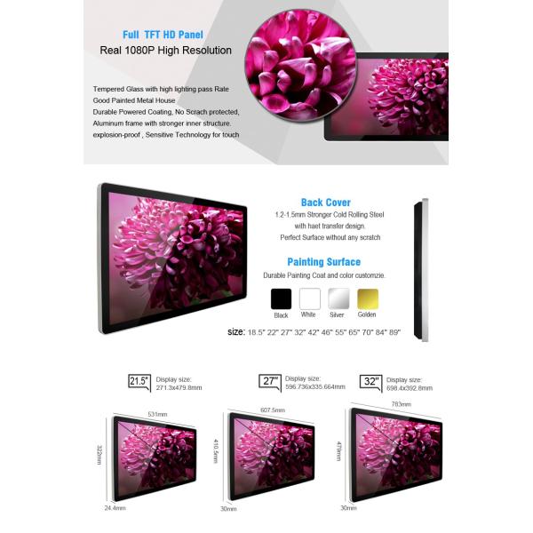 High Definition Digital Lcd Display Board , Lcd Advertising Player Aluminum Frame