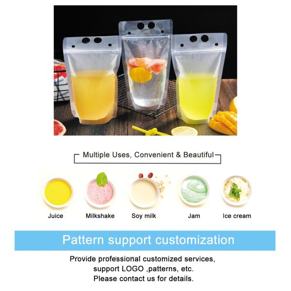 Transparent Juice Drink PET Plastic Stand Up k Bags