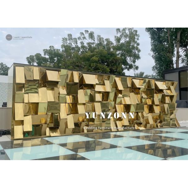 Modern Stainless Steel Iron Rectangle Bar Table with Mirror Glass New Design Home Club Bar Counter for Hotel & Wedding Events