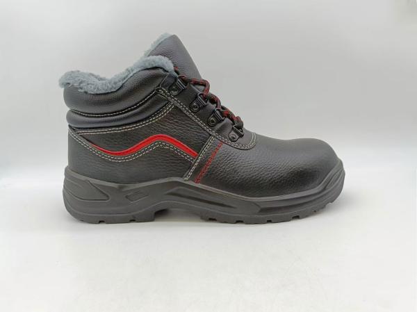 Anti Puncture Winter High Top Shoes Black Leather Slip Resistant Shoes Durable