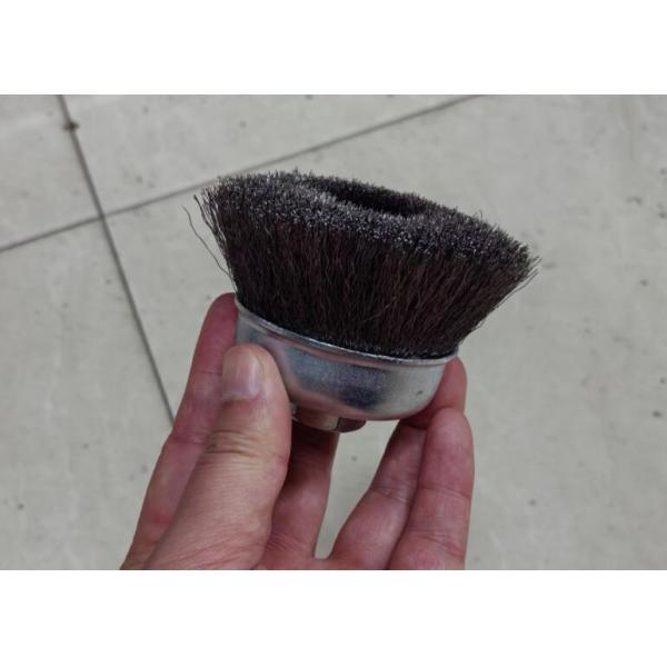 Rotary Silver Cup Crimped Brass Wire Bowl Brush 75mm with Plastic Ring Protection