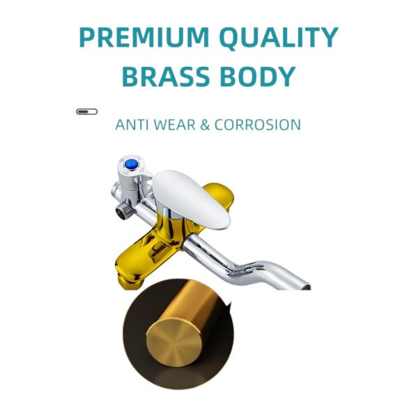 Height Adjustable Copper Shower Head Set