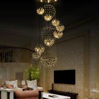 Living Room Stainless Steel Crystal Pendant Light With 20 Head