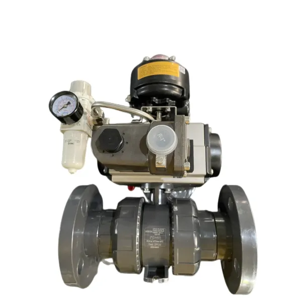 Pneumatic Ball Valve with Flange End High Temperature Industrial Usage Actuated Plastic Ball Valve
