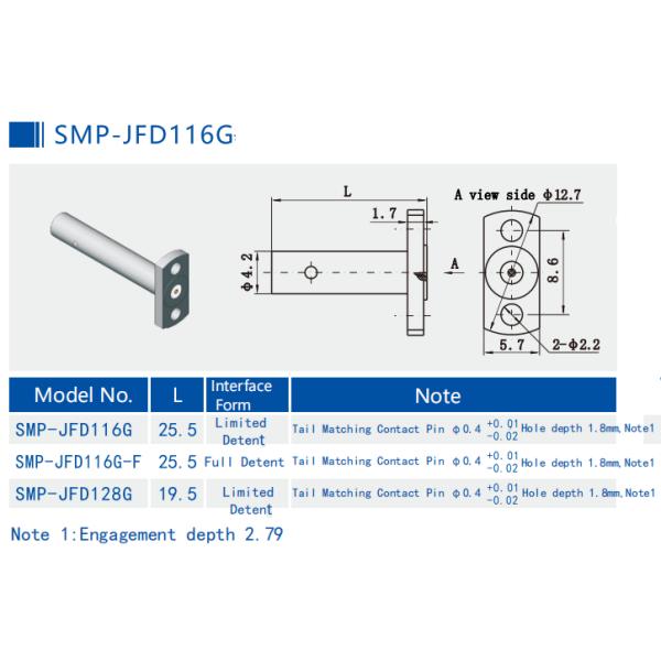 SMP Male 50Ohm Limited Detent нержавеющая сталь RF соединитель, глубина замыкания:2.79