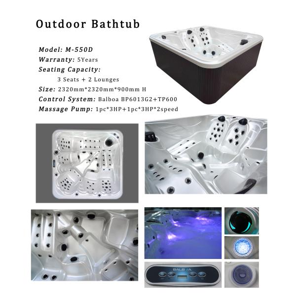 Ванна спа массажа 5 человеков дополнительная большая с джакузи 2 гостиных на открытом воздухе