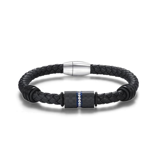 Luxury PU Leather Stainless Steel Bracelet Magnetic Buckle Woven Braided Wrap Bracelets