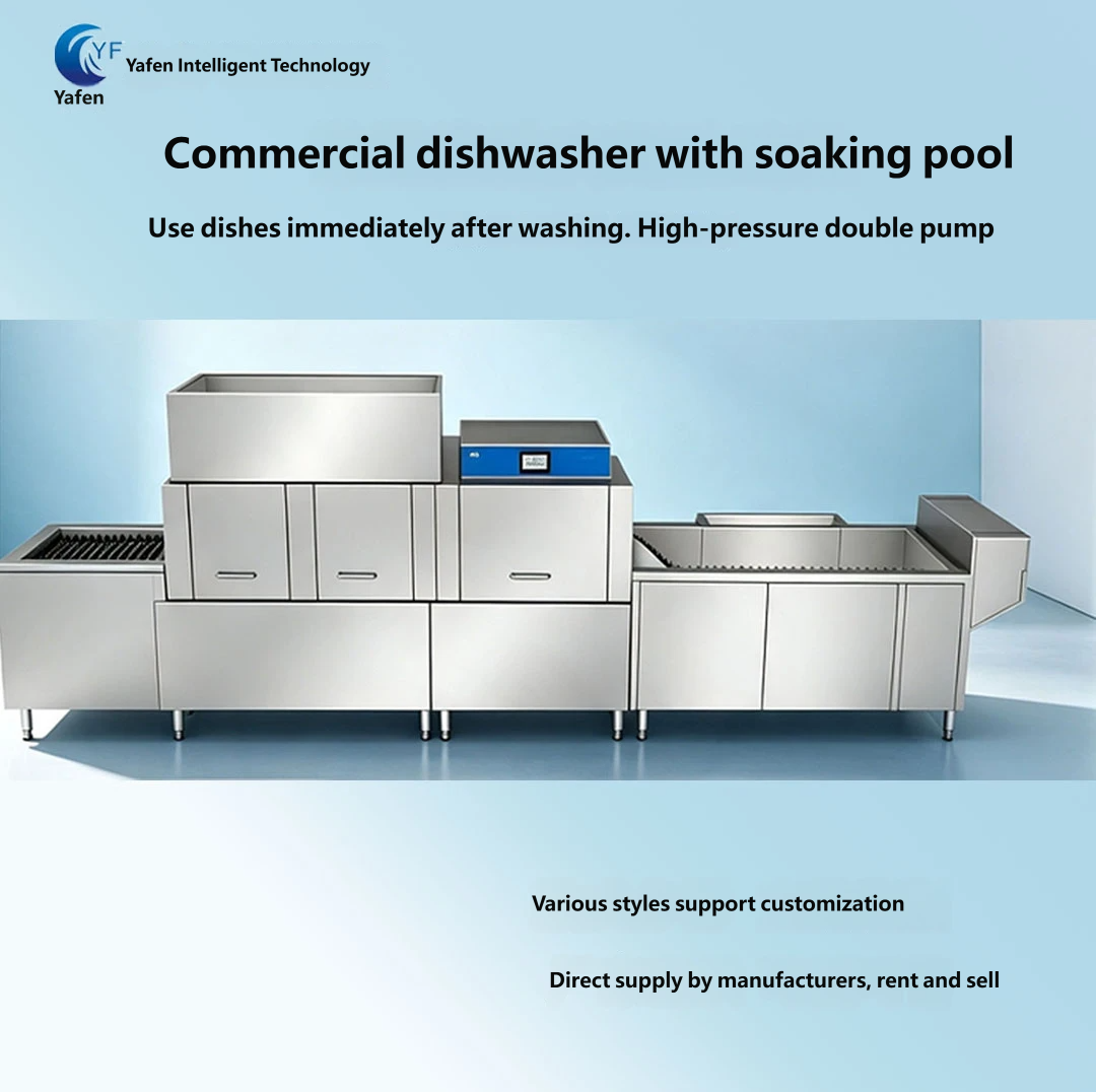 Group Catering Dishwasher for Schools and Factories, Automatic Dishwashing Assembly Line with High‑Temperature Disinfection